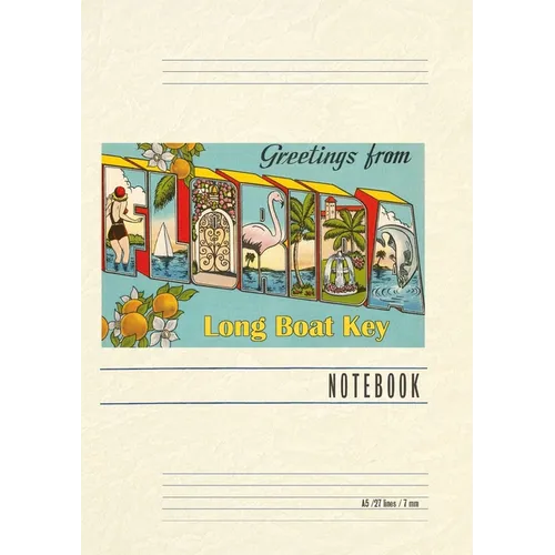 Vintage Lined Notebook Greetings from Longboat Key - Paperback