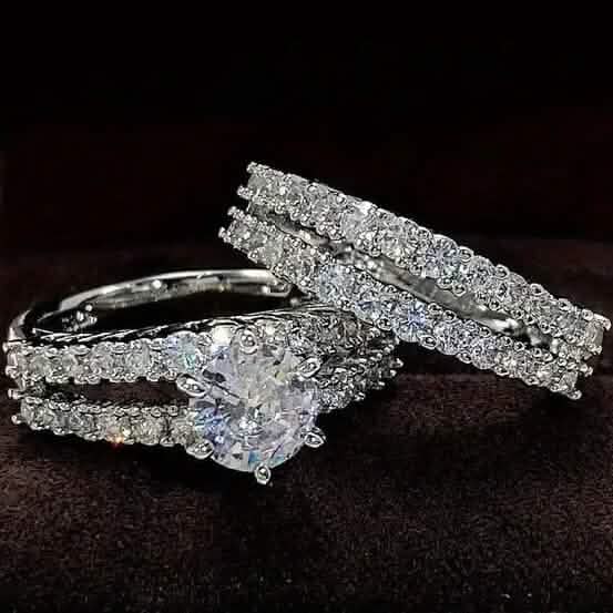 2-Piece Set: Gold Inlays with Zirconia Rings