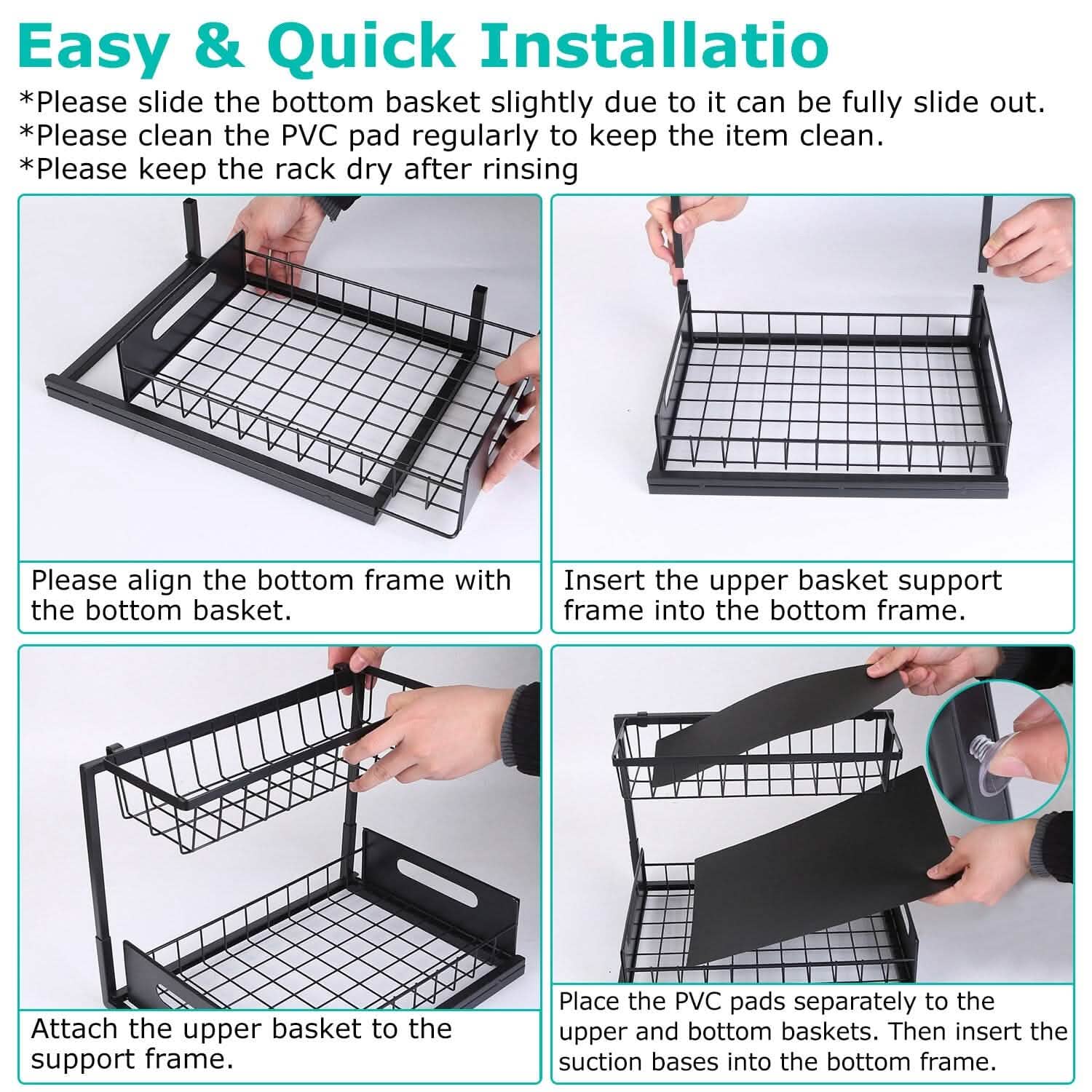 2-Tier Under Sink Organizer Pull Out Basket Storage