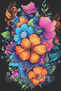 Flower Coloring Book for Adults with back background - Paperback
