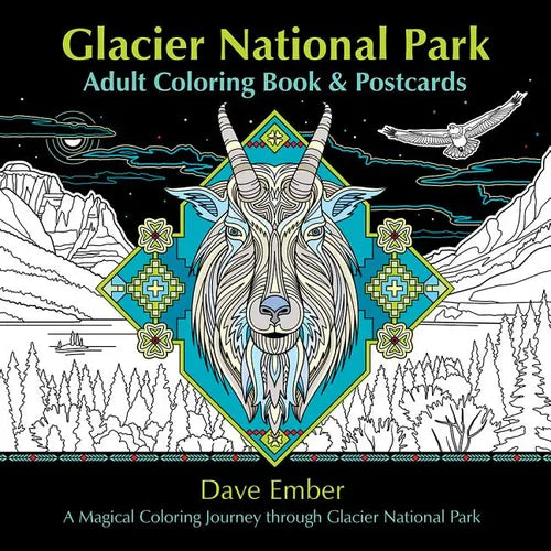 Glacier National Park Adult Coloring Book and Postcards: A Magical Coloring Journey Through Glacier National Park - Paperback