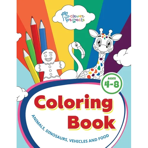 Coloring Book: Fun Travel Games for Kids Ages 4-8 - Engaging Activities for Road Trips, Air Travel for kids and boys. Animals, dinosa - Paperback