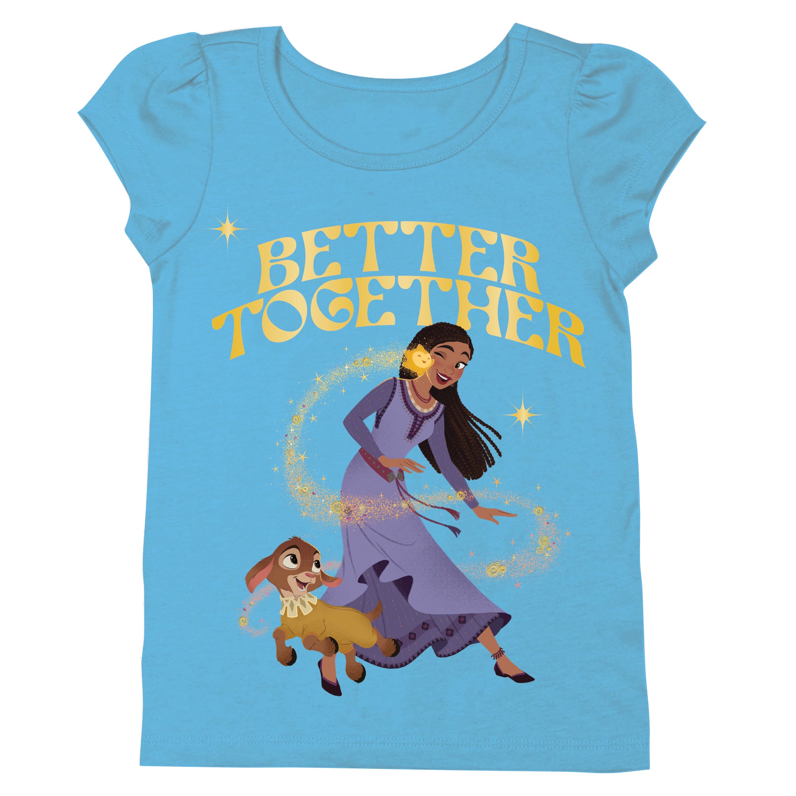 Disney Girls Wish Movie Asha Star & Valentino Short Sleeve T-Shirt-Sizes 2-16 Turquoise