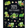 Turtle Planner 2025: Cute Tortoise Organizer: January-December (12 Months) Beautiful Agenda With Green Reptile Animal, Butterflies & Flower - Paperback