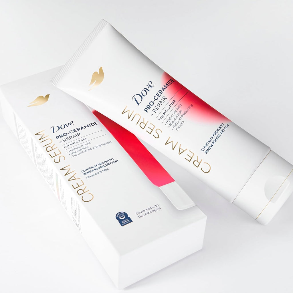 Dove Body Cream Serum Pro-Ceramide + Repair for Rough, Extremely Dry Skin, with Hyaluronic Acid, Niacinamide and Natural Moisturizing Factors Lotion, 8 oz