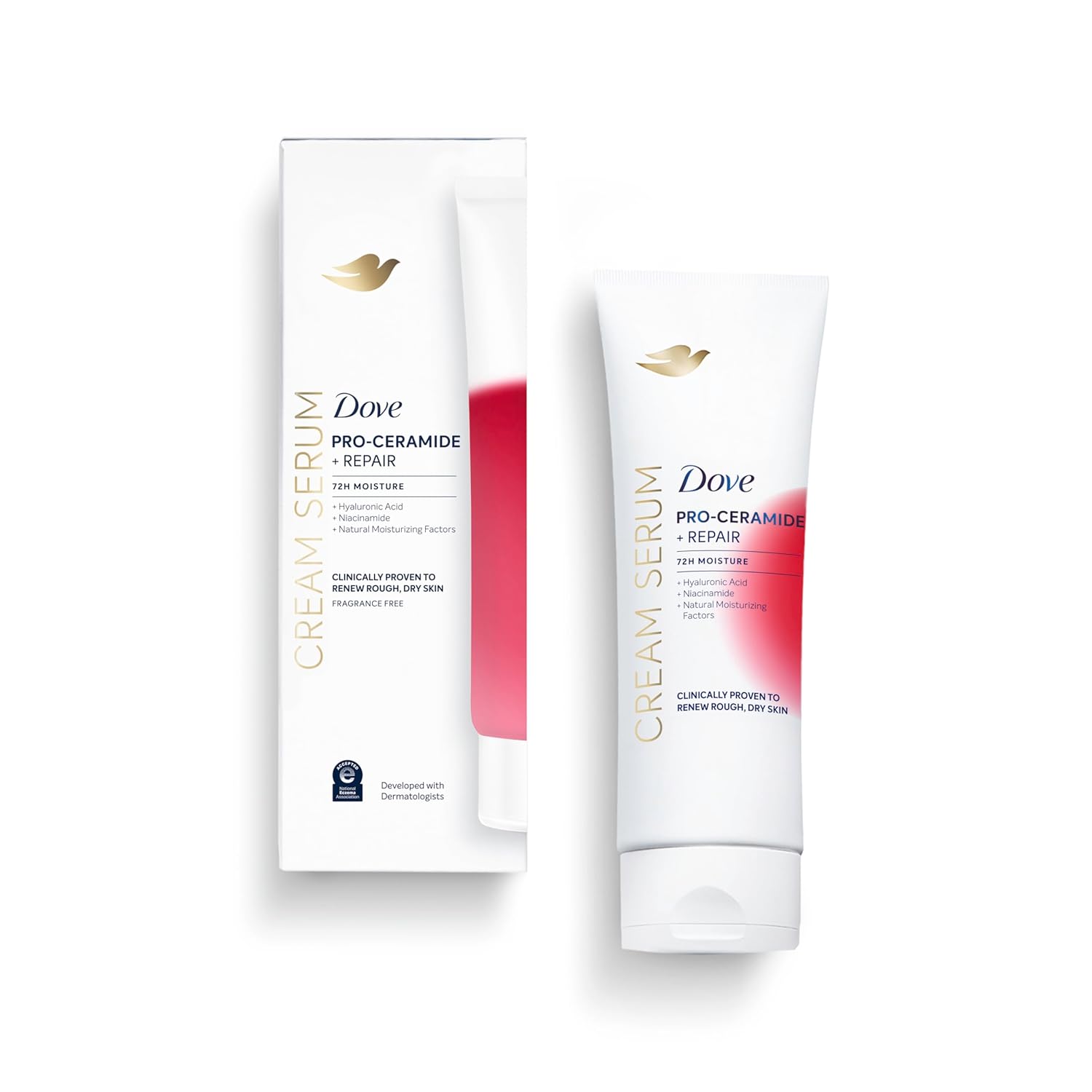 Dove Body Cream Serum Pro-Ceramide + Repair for Rough, Extremely Dry Skin, with Hyaluronic Acid, Niacinamide and Natural Moisturizing Factors Lotion, 8 oz