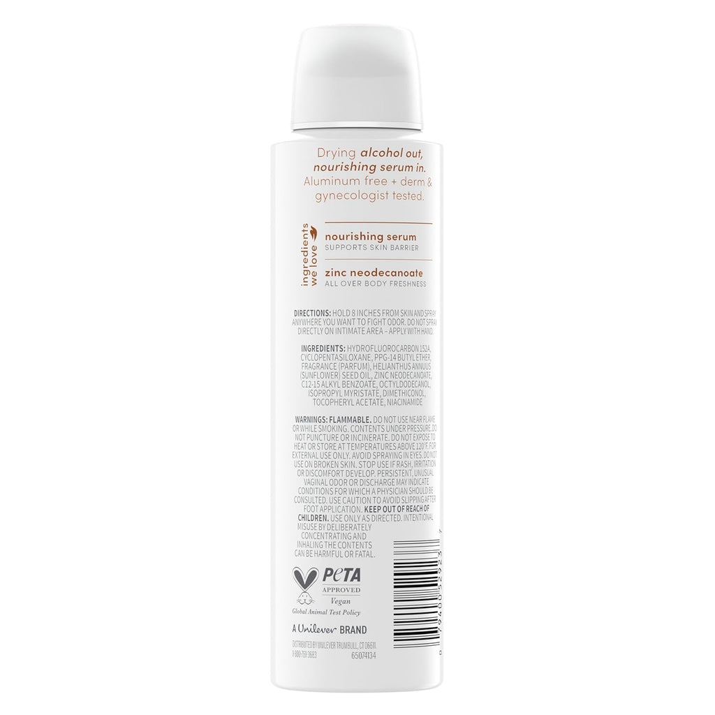 Dove Whole Body Deo Alcohol Free Deodorant Spray for Women Coconut Vanilla 4 oz