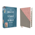 Niv, Quest Study Bible, Large Print, Leathersoft, Gray/Pink, Thumb Indexed, Comfort Print: The Only Q and A Study Bible - Imitation Leather