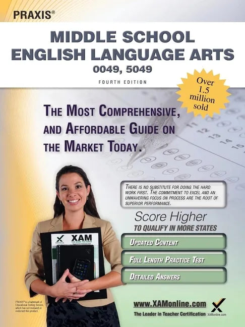 Praxis Middle School English Language Arts 0049, 5049 Teacher Certification Study Guide Test Prep - Paperback