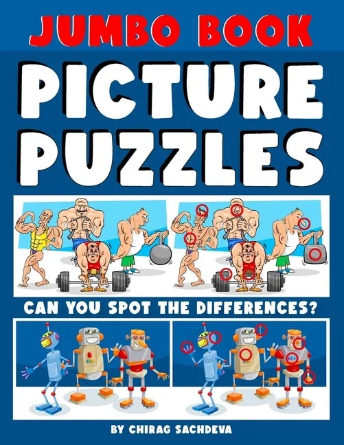 Jumbo Book of Picture Puzzles: Picture Puzzle Spot the Differences Book for Kids & Adults, 50 Beautiful Cartoon Puzzles of Artworks with Solution - F - Paperback