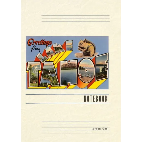 Vintage Lined Notebook Greetings from Lake Tahoe - Paperback
