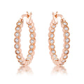 Dotted CZ Round Bezel Hoop Earrings