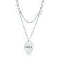 Double Chain FAITH Necklace SIlver