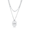 Double Chain LOVE Necklace Silver