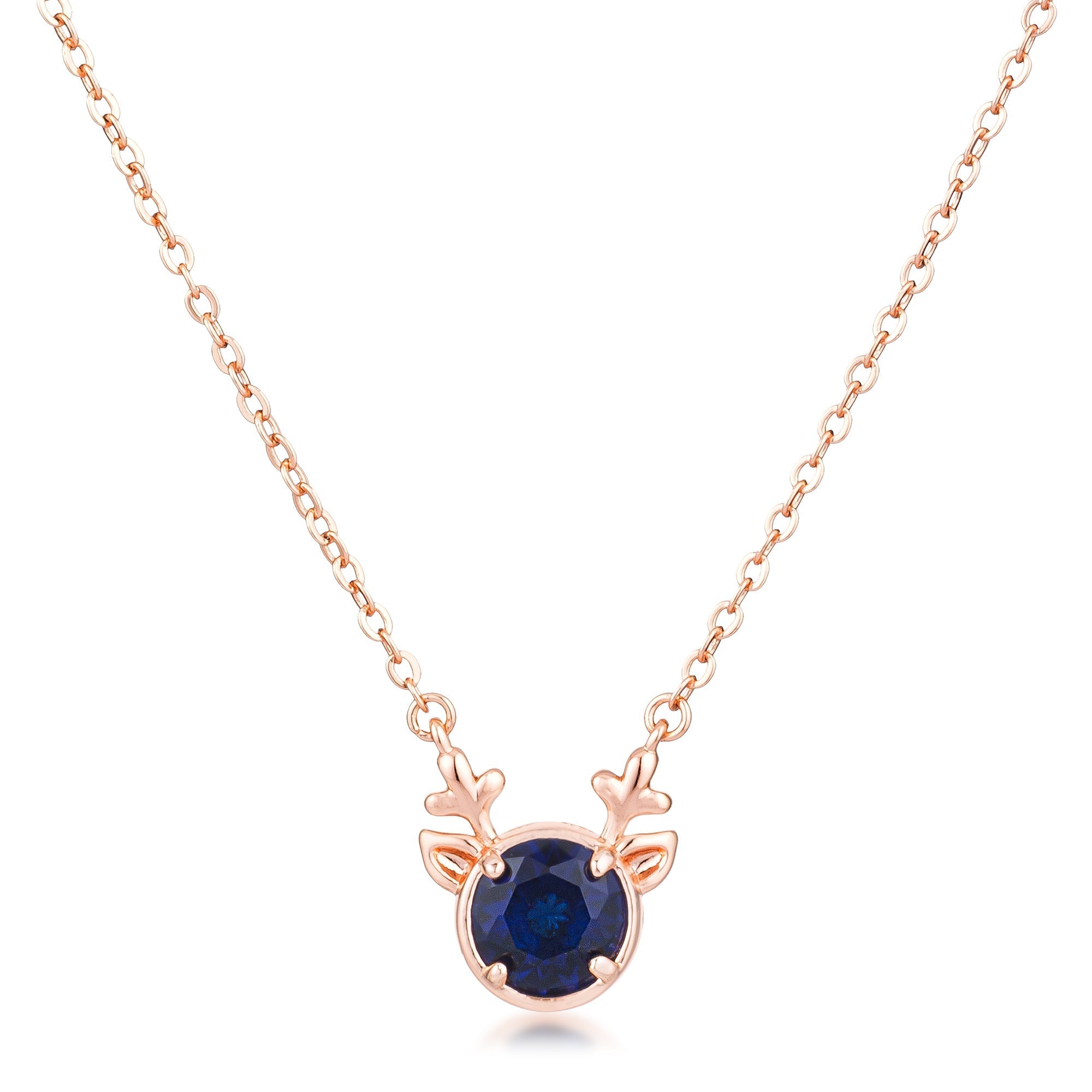 Reversible CZ Reindeer Pendant