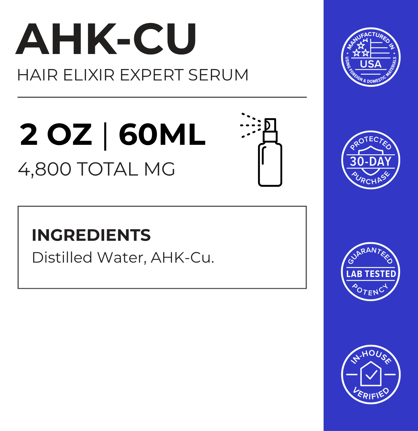 AHK-Cu Peptide, Hair Elixir 4800mg