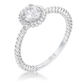 .45Ct Plated Mini Twisted Rope CZ Solitaire Ring
