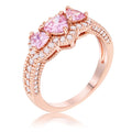 3-Stone Trillion Cut CZ Halo Pave Ring