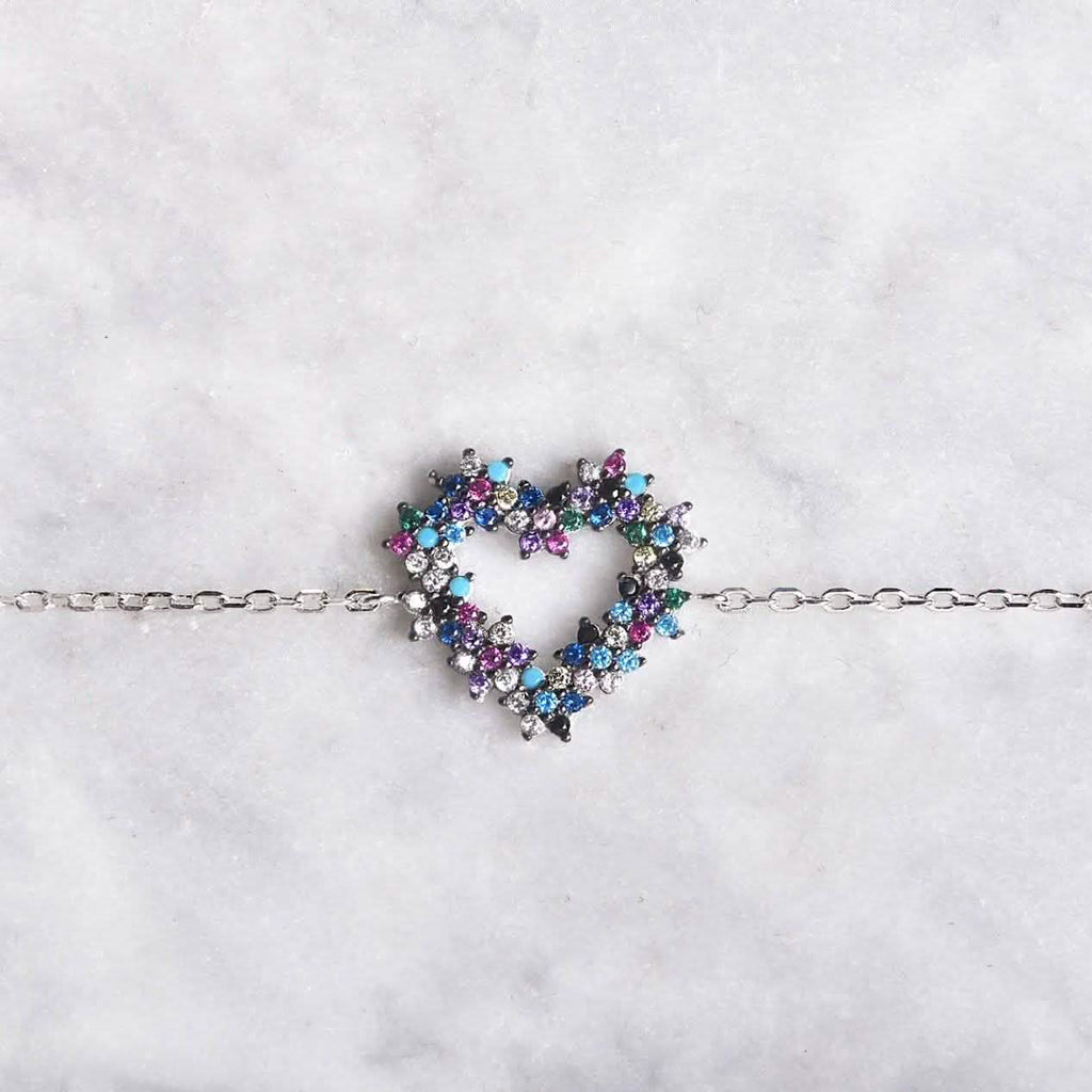 Arden Dark Colored Heart Bracelet