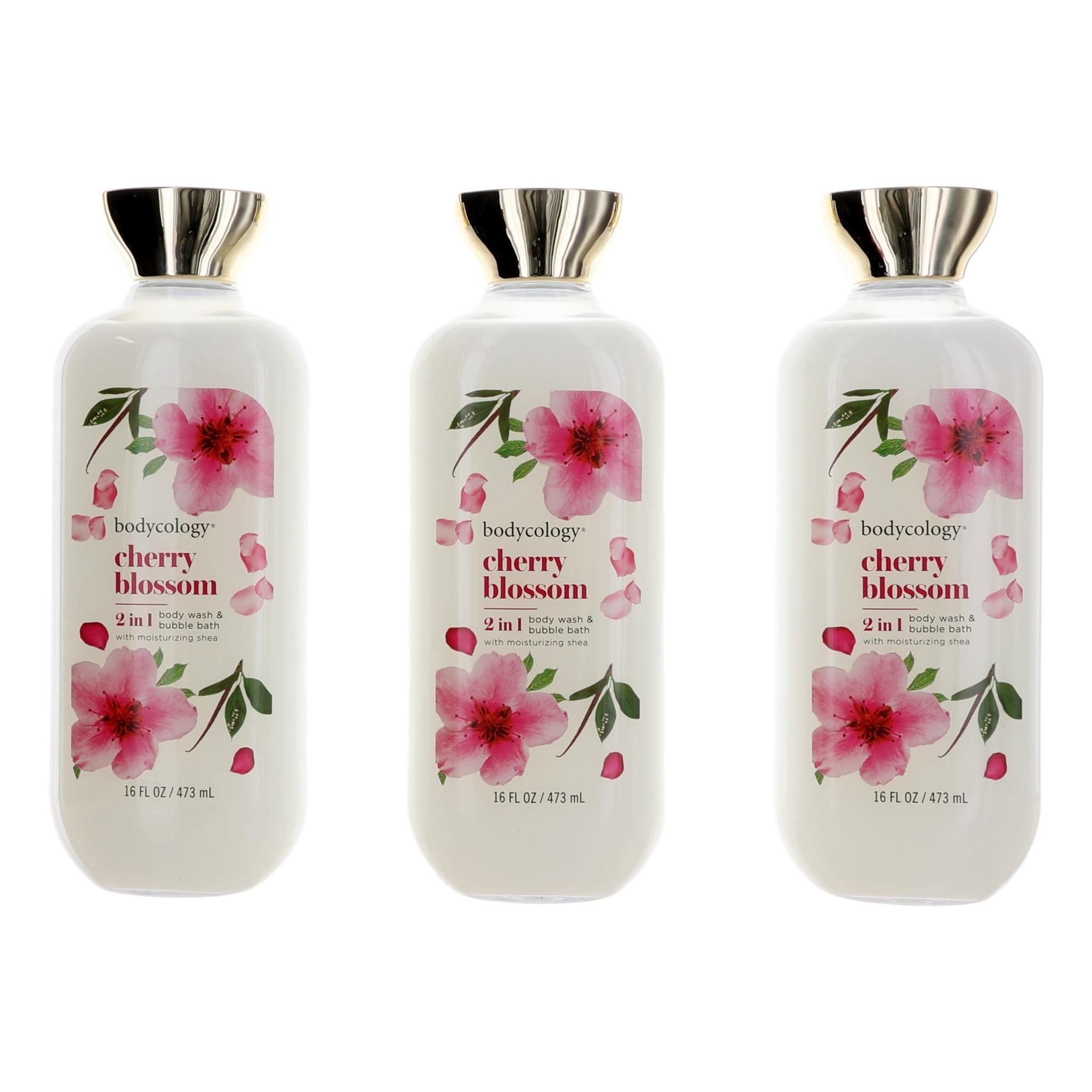 Cherry Blossom, 3 Pack 16oz 2 in 1 Body Wash & Bubble Bath women