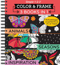 Color & Frame - 3 Books in 1 - Animals, Seasons, Inspiration (Adult Coloring Book) - Spiral