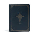 CSB Ancient Faith Study Bible, Navy Leathertouch: Black Letter, Church Fathers, Study Notes and Commentary, Ribbon Marker, Sewn Binding, Easy-To-Read - Imitation Leather