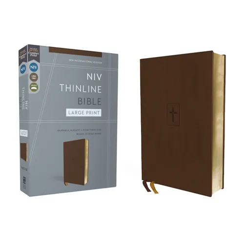 Niv, Thinline Bible, Large Print, Leathersoft, Brown, Red Letter, Comfort Print - Imitation Leather