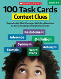100 Task Cards: Context Clues: Reproducible Mini-Passages with Key Questions to Boost Reading Comprehension Skills - Paperback