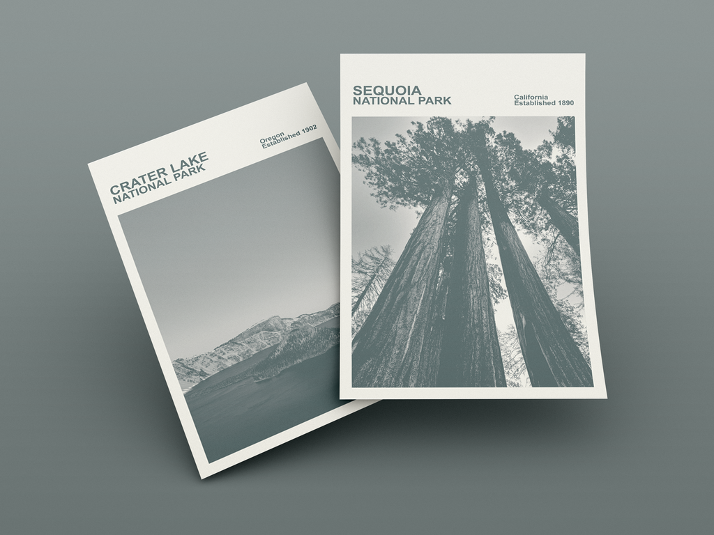 Crater Lake National Park Print, Monochrome