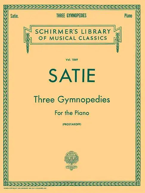 3 Gymnopedies: Schirmer Library of Classics Volume 1869 Piano Solo - Paperback