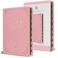 KJV Holy Bible, Giant Print Thinline Large Format, Pink Premium Imitation Leather with Ribbon Marker, Red Letter, and Thumb Index - Bonded Leather