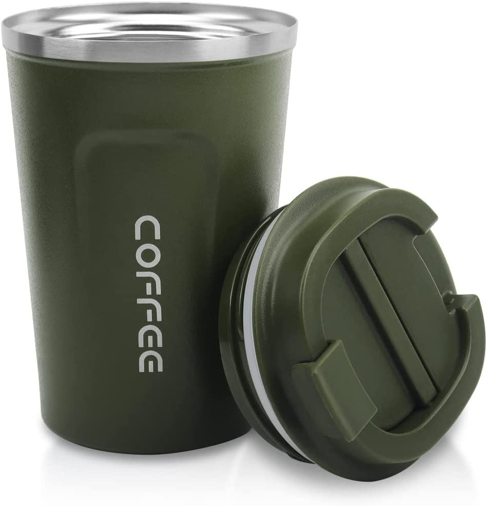 12 oz Stainless Steel Vacuum Insulated Tumbler - Coffee Travel Mug Spill Proof with Lid - T hermos Cup for Keep Hot/Ice Coffee; Tea and Beer