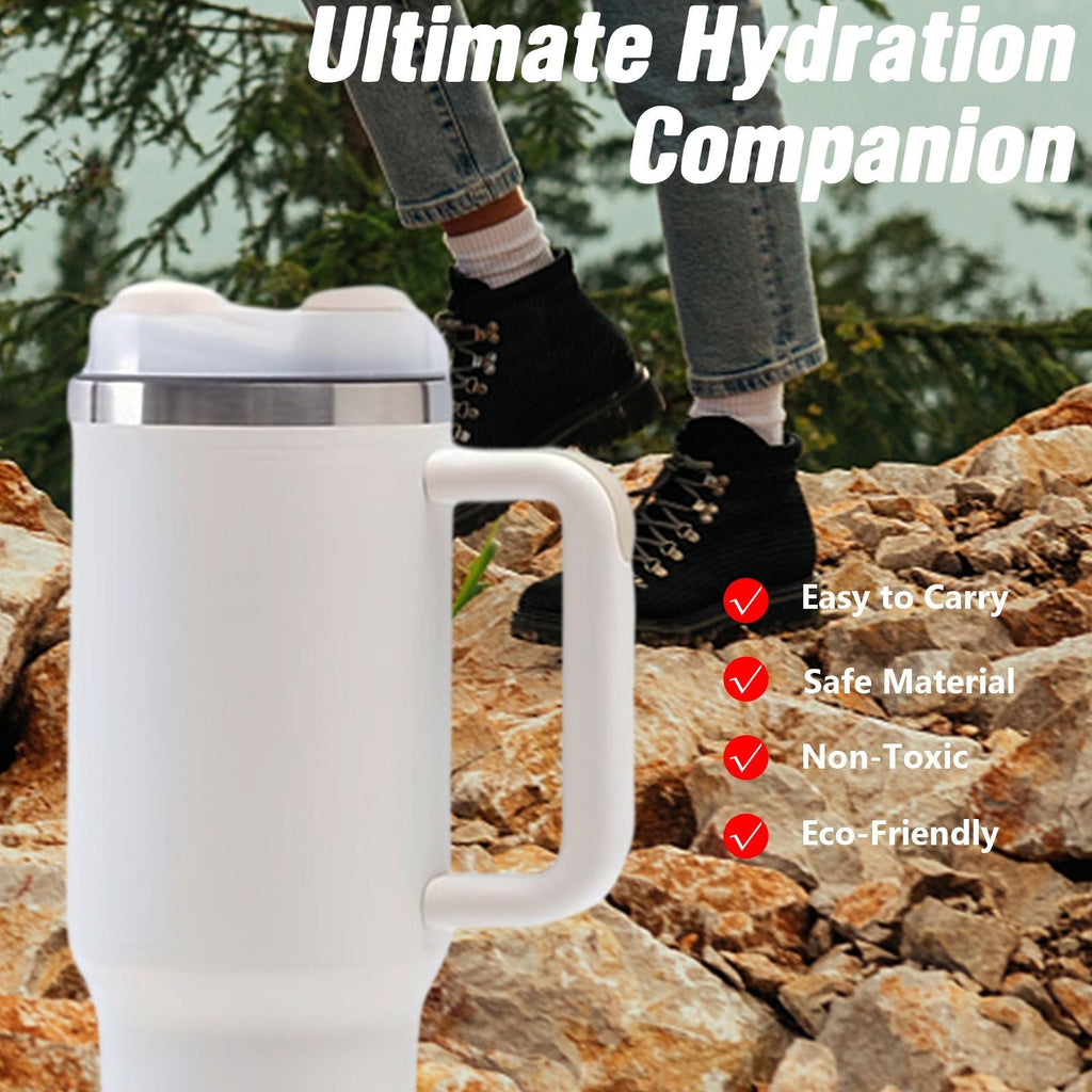 40oz V2 large capacity tumbler,  With Handle And Straw Lid, Insulated Reusable Stainless Steel Water Bottles Travel Mug Coffee Cup car cup water cup For Men Women Outdoor Camping Driving, gift