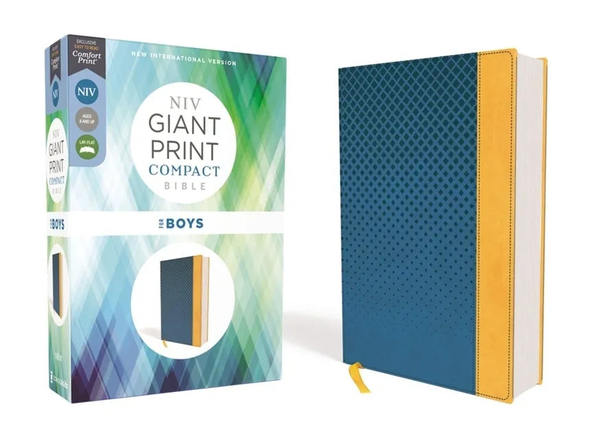 Niv, Giant Print Compact Bible for Boys, Leathersoft, Blue, Red Letter Edition, Comfort Print - Imitation Leather