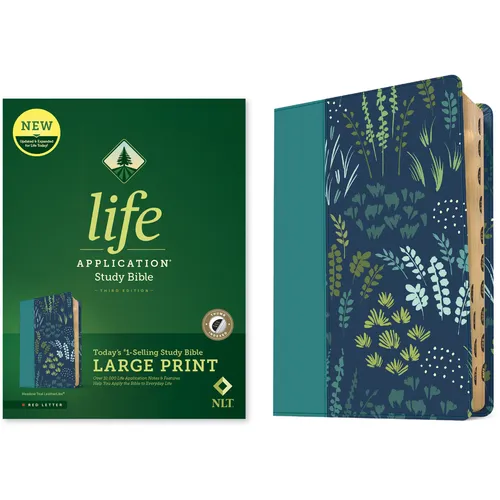 NLT Life Application Study Bible, Third Edition, Large Print (Leatherlike, Meadow Teal, Indexed, Red Letter) - Imitation Leather